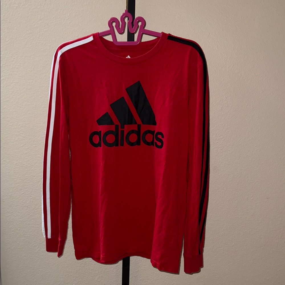 Adidas Kids Red and Black Long Sleeve Tee Shirt Size XL (18-20)